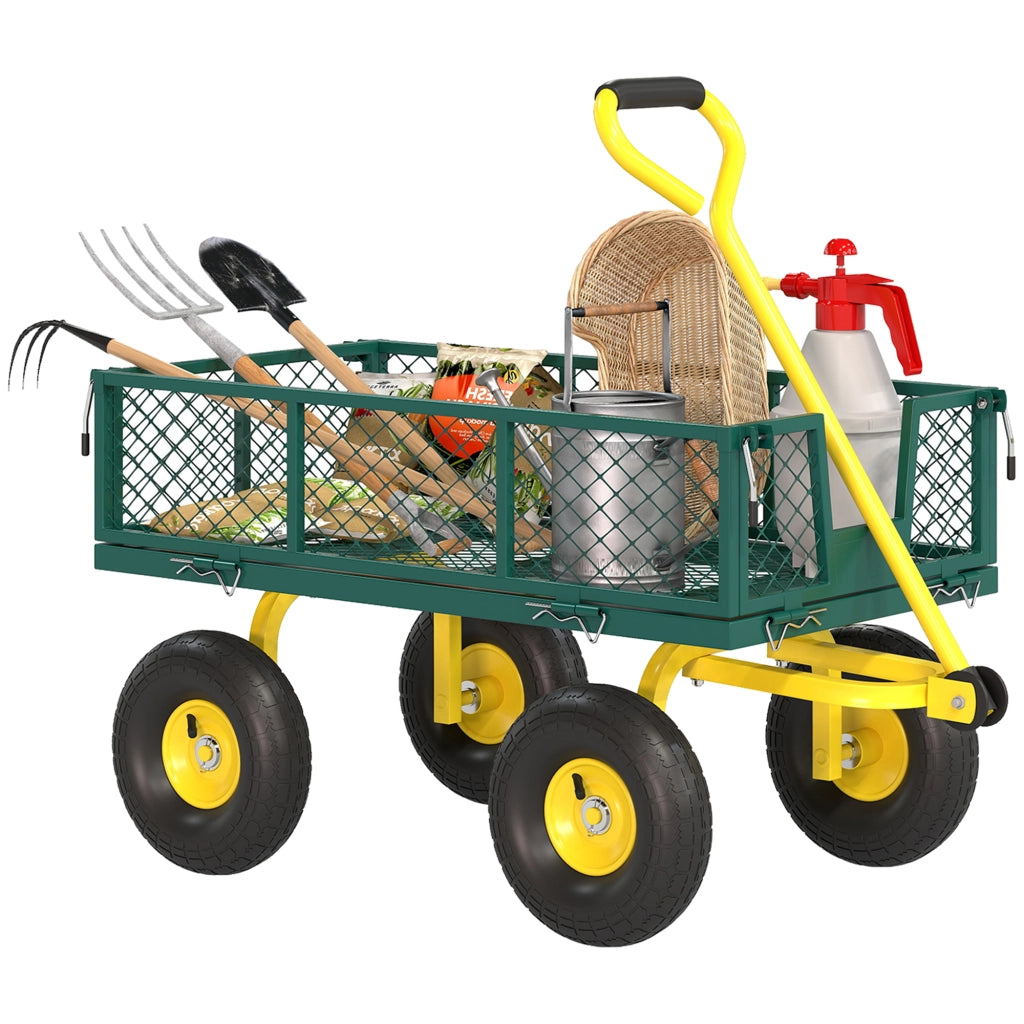 Carrello Giardino ¨C zephmum ¨C Acciaio Verde Giallo 104x54x51 cm