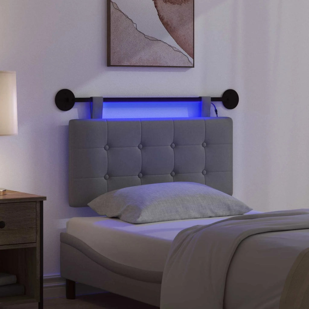 Testiera sospesa Con luce LED Grigio Scuro Tessuto 3424346