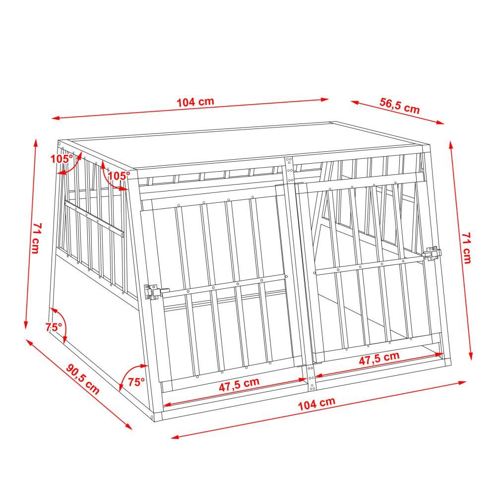 Gabbia per trasporto cani con doppia inclinazione posteriore senza divisorio 3708146