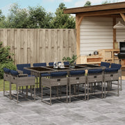 Set da pranzo da giardino da 13 pz con Cuscini in Polyrattan Grigio 3278172