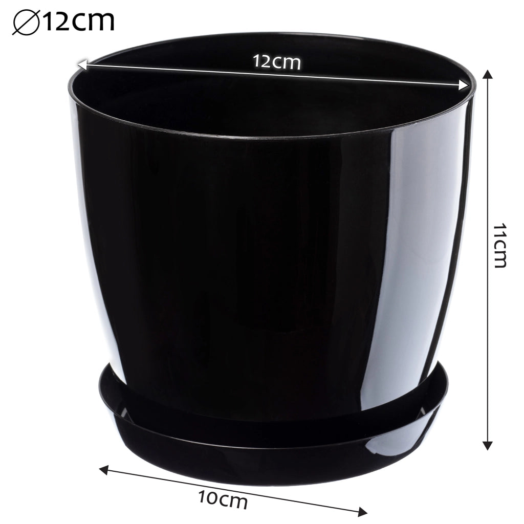 Vaso da fiori KADAX con supporto, coperchio rotondo, 12 cm, plastica, nero