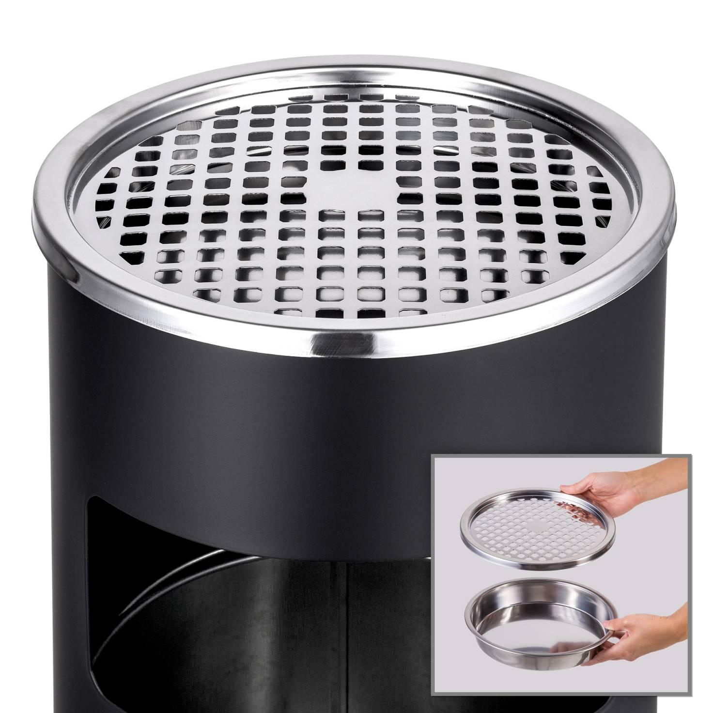 Posacenere da esterno di design con pattumiera in acciaio inox 30 litri nero 08_0000579