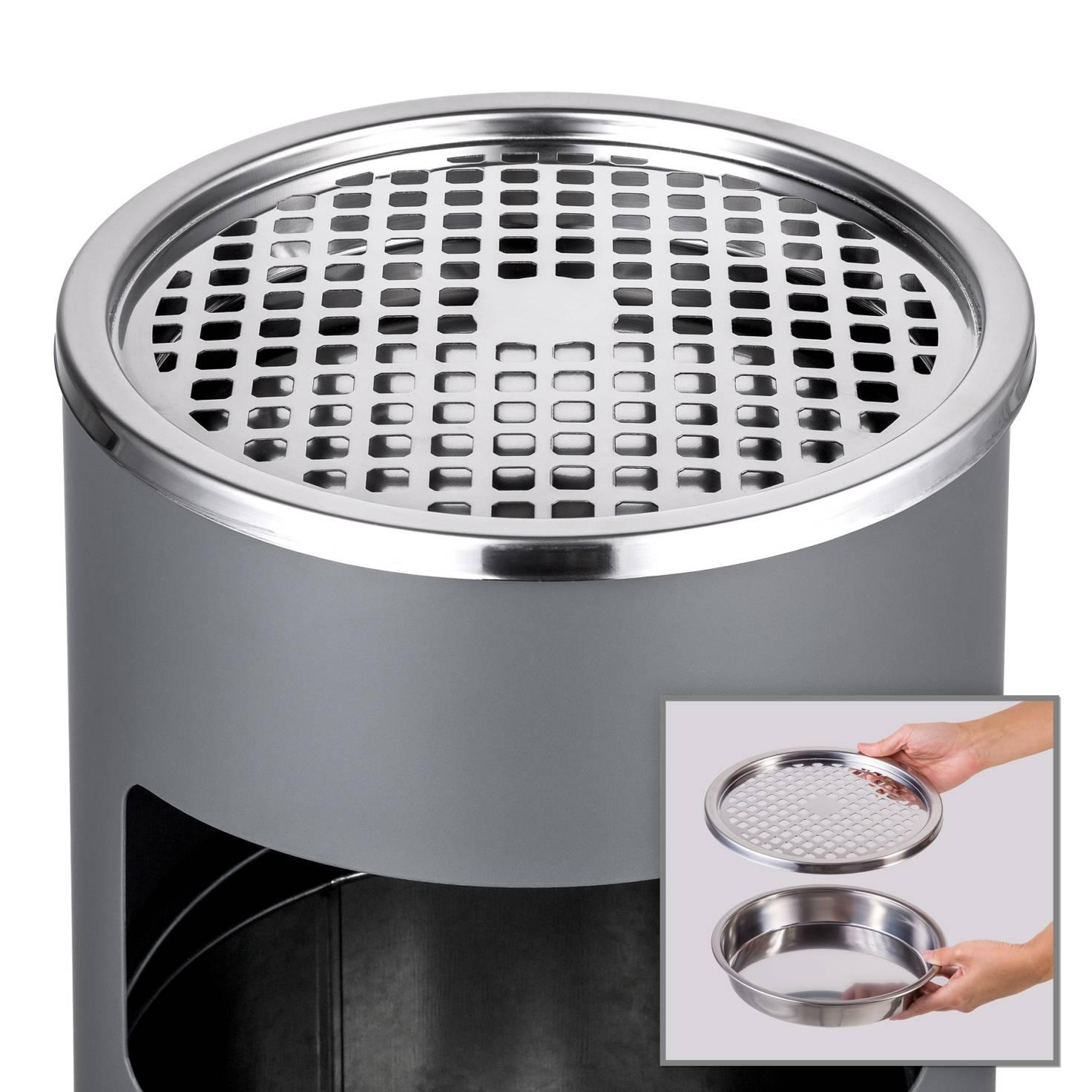 Posacenere da esterno di design con contenitore in acciaio inox 30 litri grigio 08_0000549