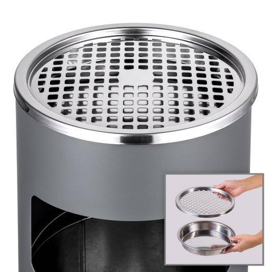 Posacenere da esterno di design con contenitore in acciaio inox 30 litri grigio 08_0000549