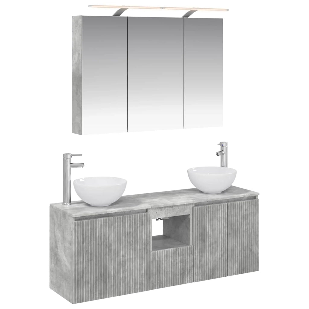 Set di Armadi da Bagno 4 pcs Grigio Cemento 100 x 14,5 x 70 cm 3406338