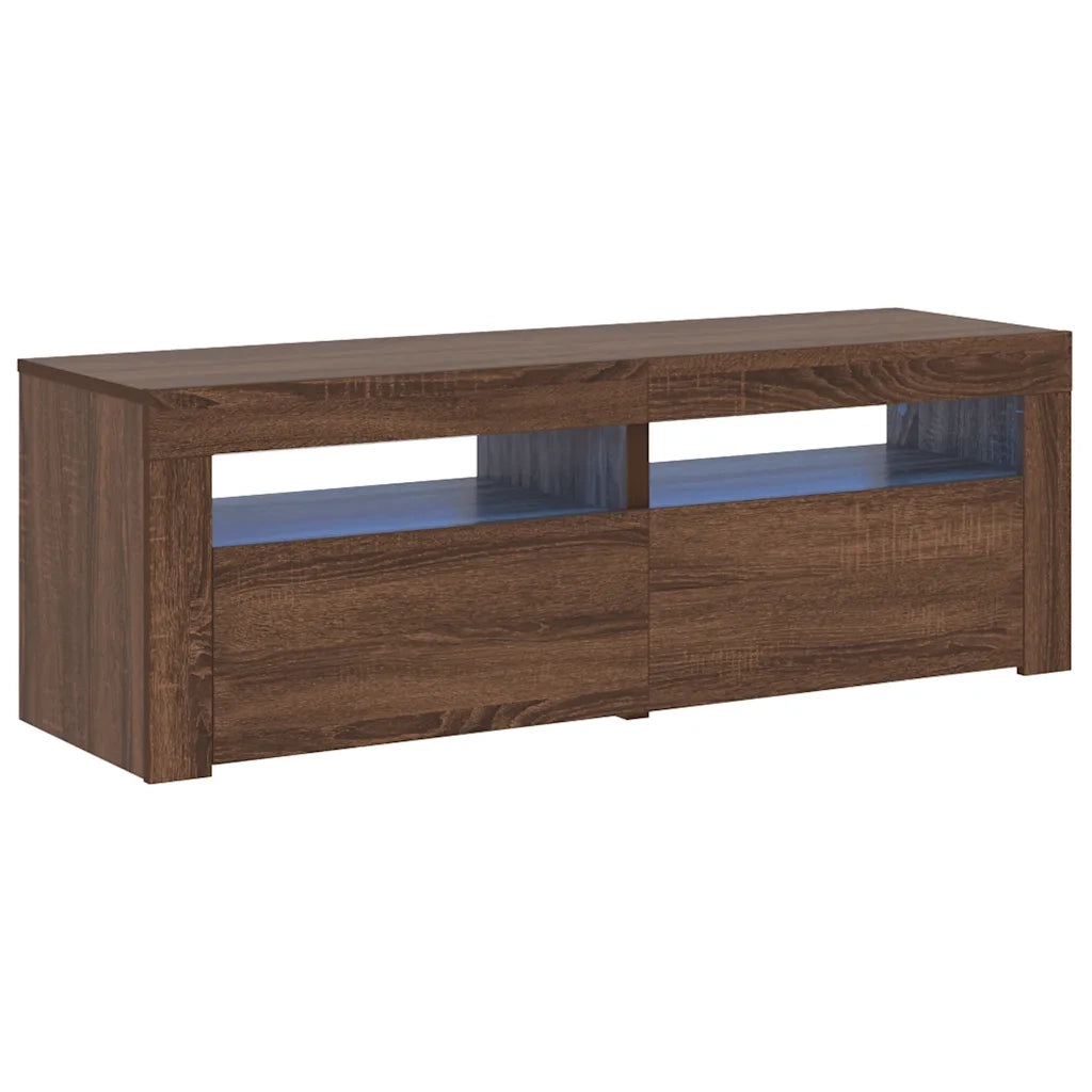 Mobile Porta TV con Luci LED Rovere Marrone 120x35x40 cm 815686