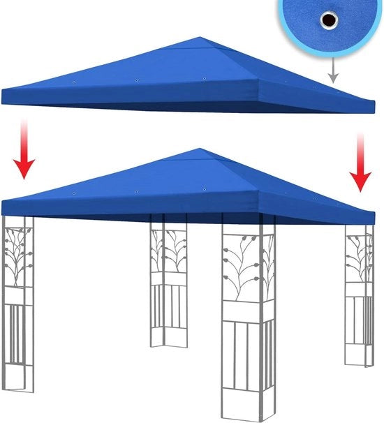 Tenda di Protezione per Terrazza Pavimento Pavilione a 1 Livello 10'x10' Blu - Copertura di Ricambio