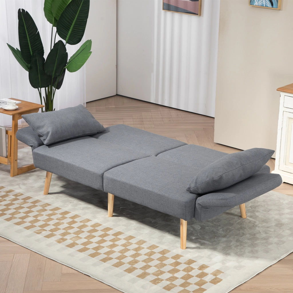 DIVANO LETTO 170 cm Grigio in poliestere con 2 cuscini