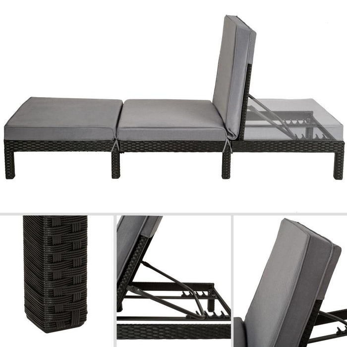 Lettino prendisole sedia a sdraio mobile da giardino 5 posizioni nero 2208066