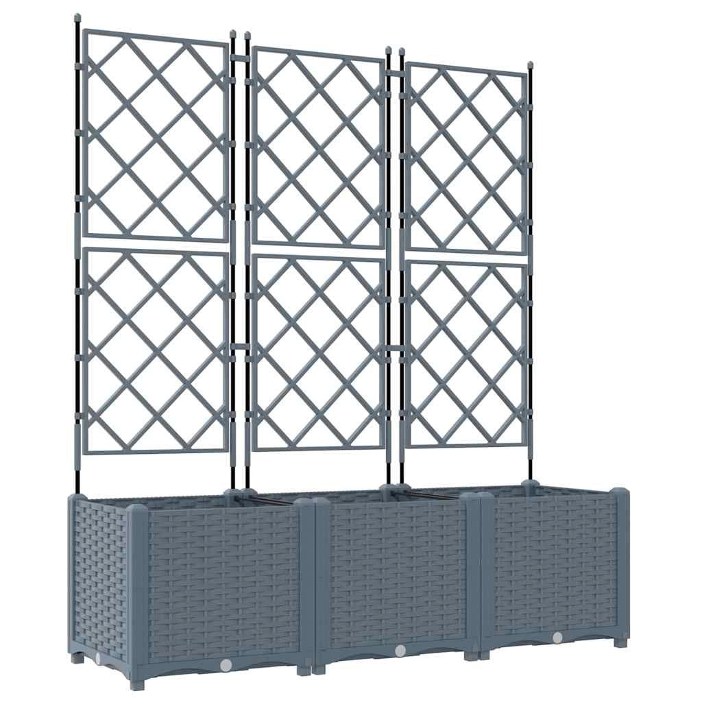 Set di 3 fioriere da giardino moderne 120 x 40 x 143 cm resistenti stile chic acciaio grigio chiaro 02_0058584