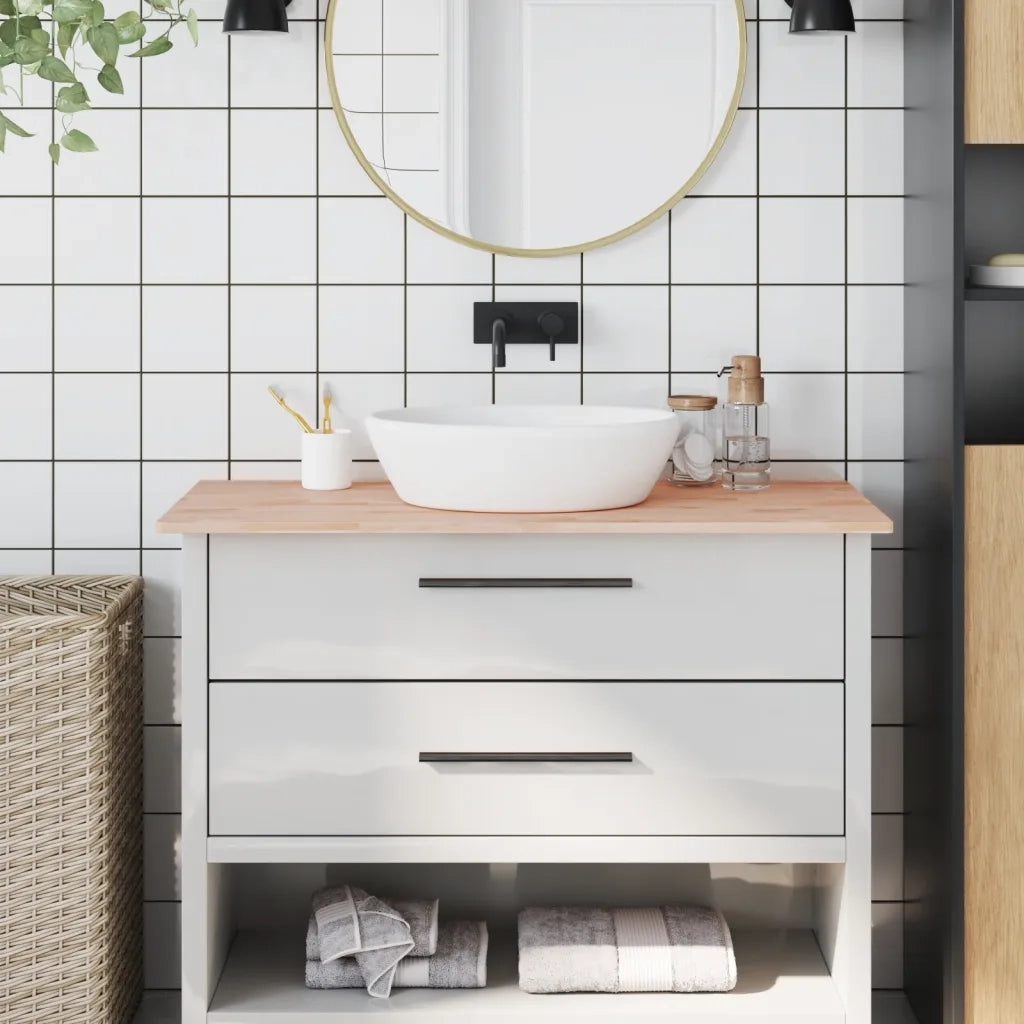 Piano Bagno 100x60x1,5 cm in Legno Massello di Faggiocod mxl 107796