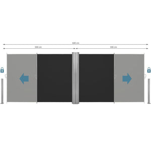Tenda laterale oscurante per privacy schermo retrattile doppio nero 180 x 600 cm 2208136