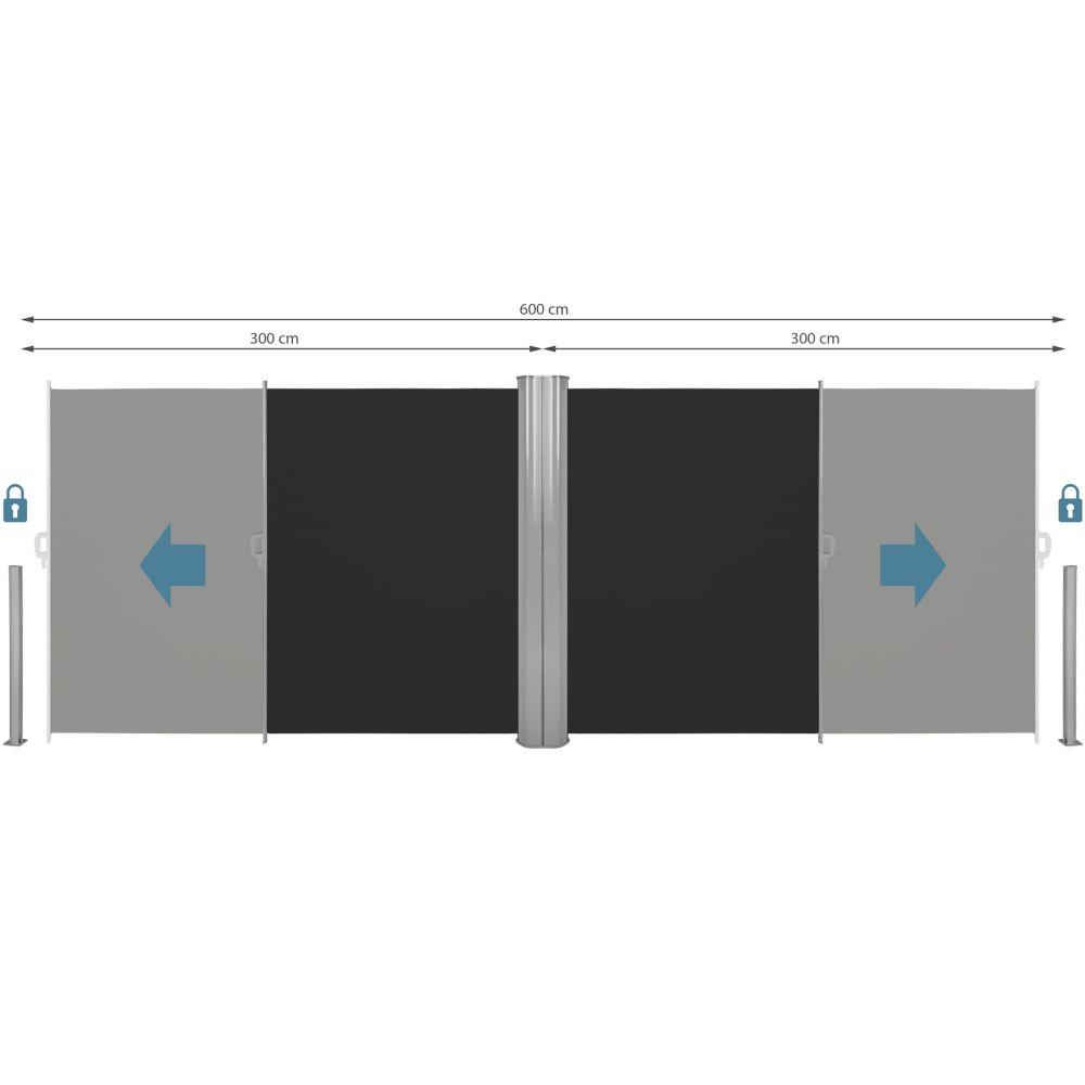 Tenda laterale oscurante per privacy doppio schermo retrattile nero 200 x 600 cm 2208137
