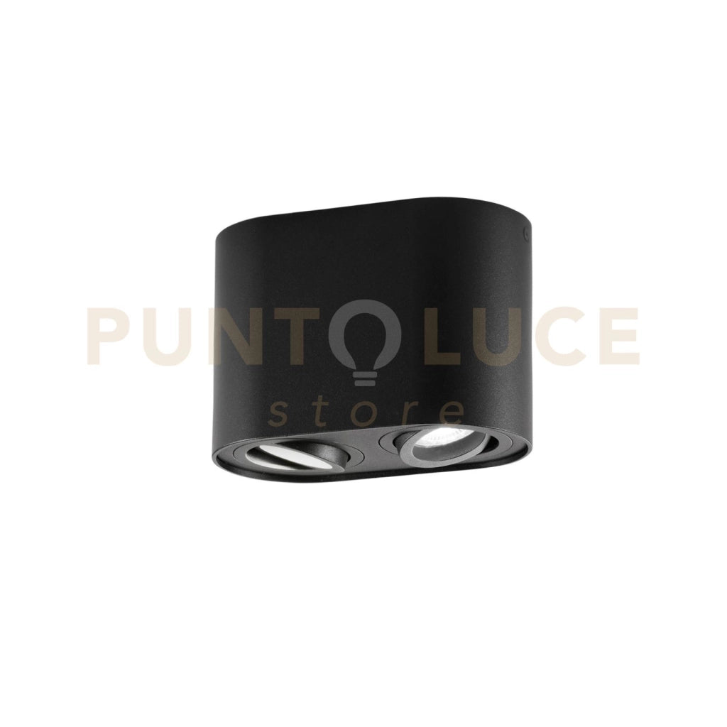 PLAFONIERA TOWN NERA TONDA 2 LUCI ATTACCO GU10 17,8X9,6X12,5CM