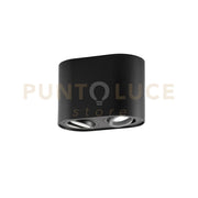 PLAFONIERA TOWN NERA TONDA 2 LUCI ATTACCO GU10 17,8X9,6X12,5CM