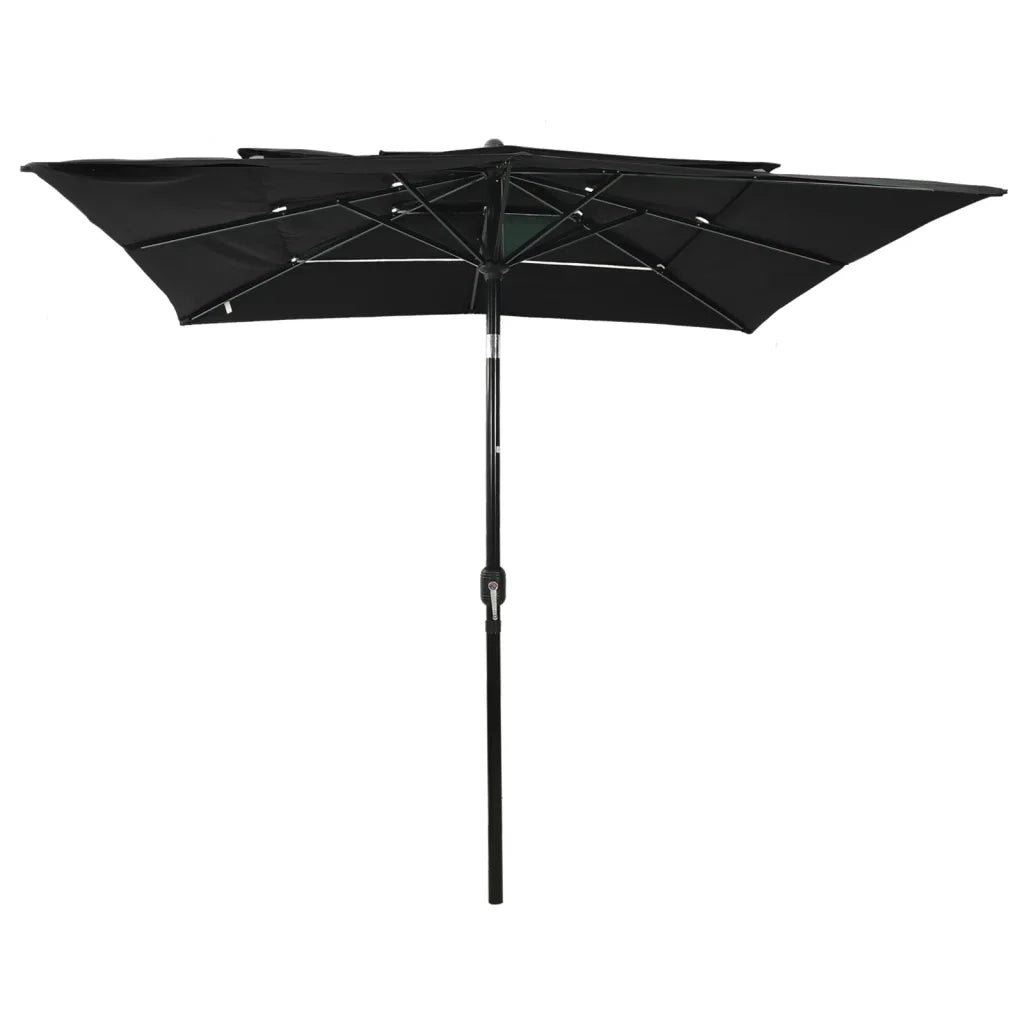 Ombrellone a 3 Livelli con Palo in Alluminio Nero 2,5x2,5 m cod mxl 22909