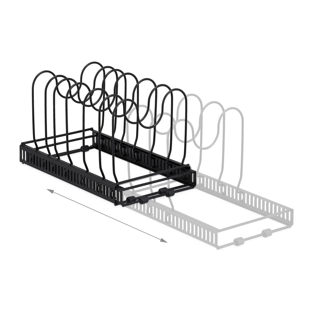 Organizer estensibile per cucina 6 scomparti pratici per pentole e padelle in metallo nero 13_0015295