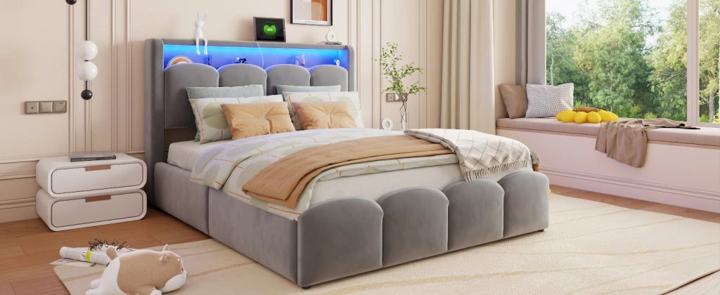 letto imbottito velluto grigio 140 x 200 cm
