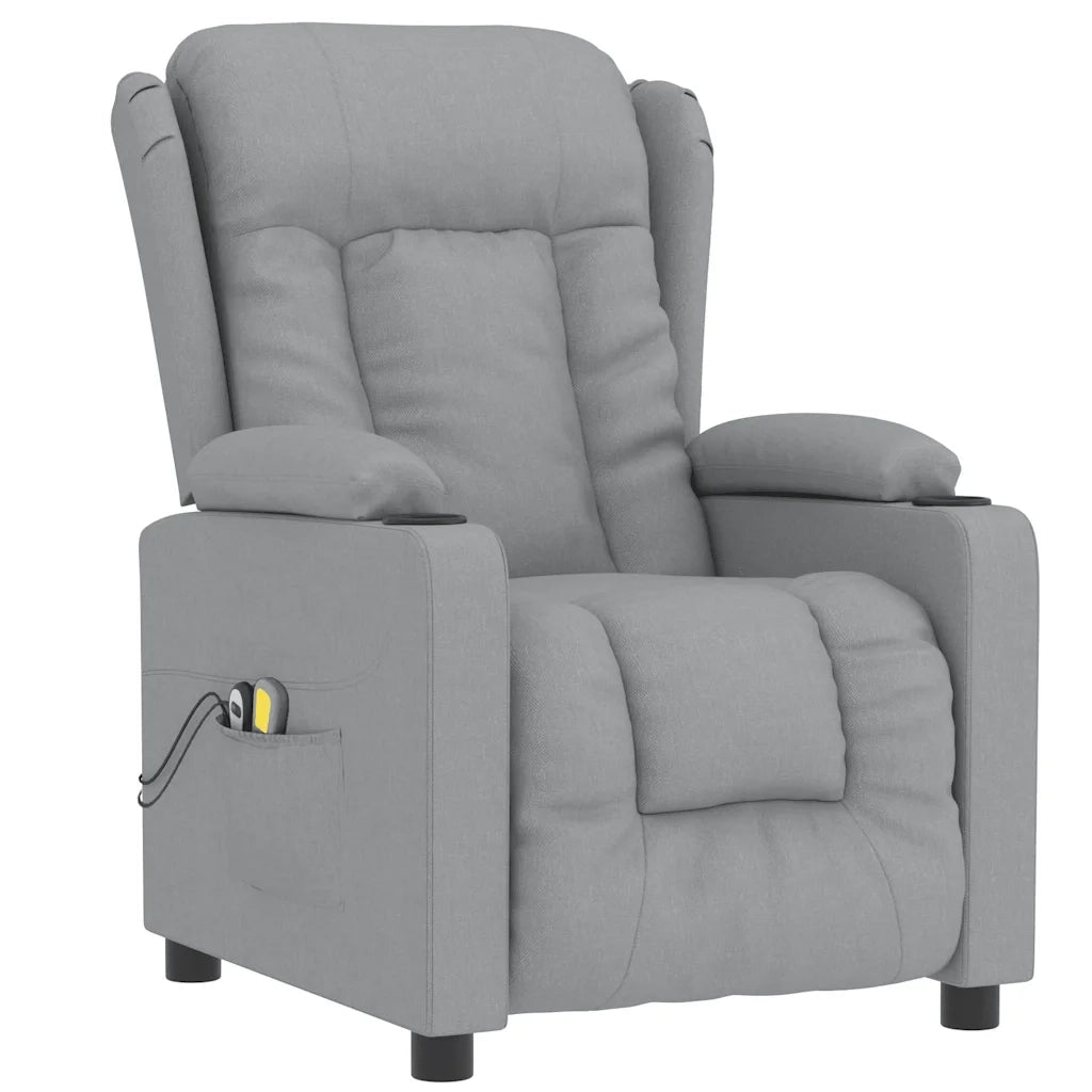 Poltrona Reclinabile Massaggio Elettrica Grigio Chiaro Tessuto cod mxl 32471