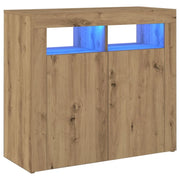 Buffet credenza cassettiera armadio mobile contenitore organizer per cucina soggiorno salotto con luci a LED legno ingegnerizzato lavorato a mano rovere Artisan 02_0029865