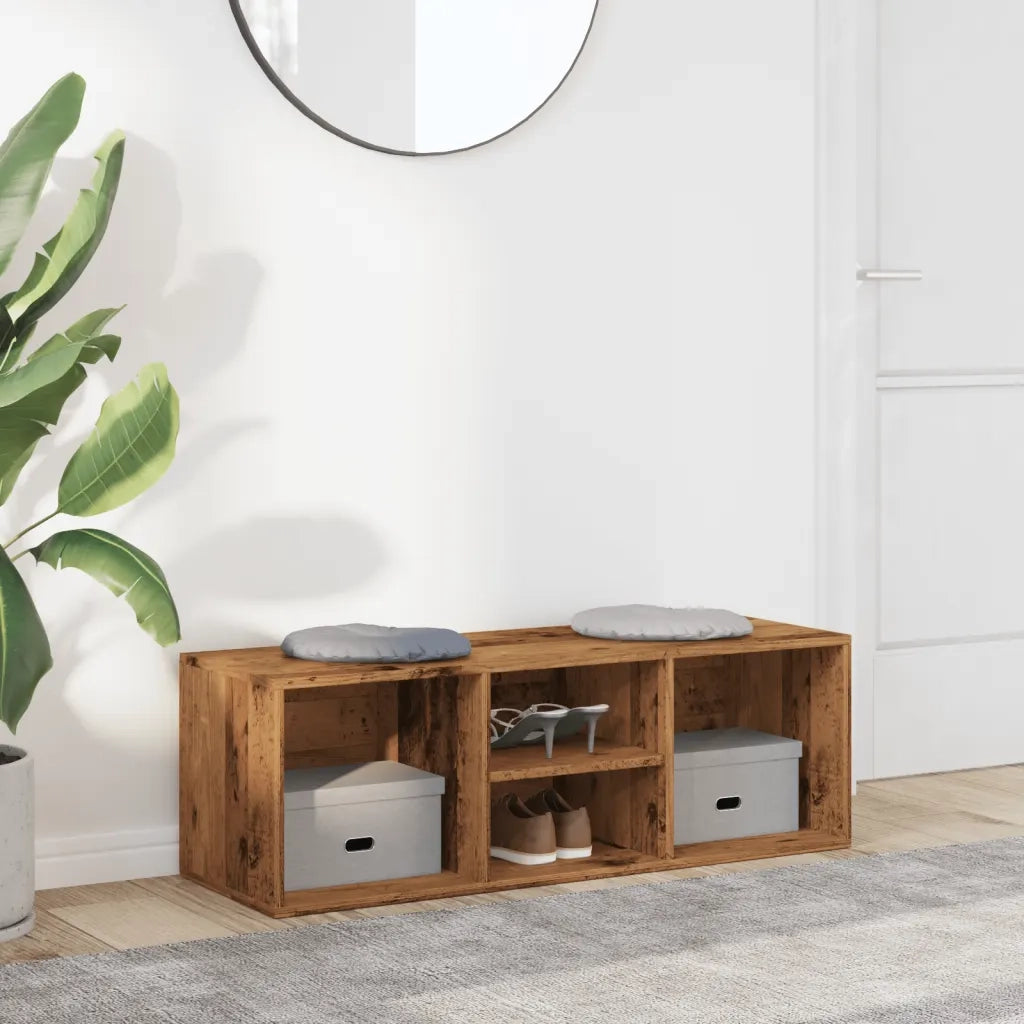 Panchina con Scarpiera-Mobile per scarpe Legno Antico 105x35x35 cm in Truciolato