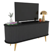 Mobile porta TV Bailu, Credenza da soggiorno, Armadio basso per TV, Base parete attrezzata, 140x43h64 cm, Nero e Antracite