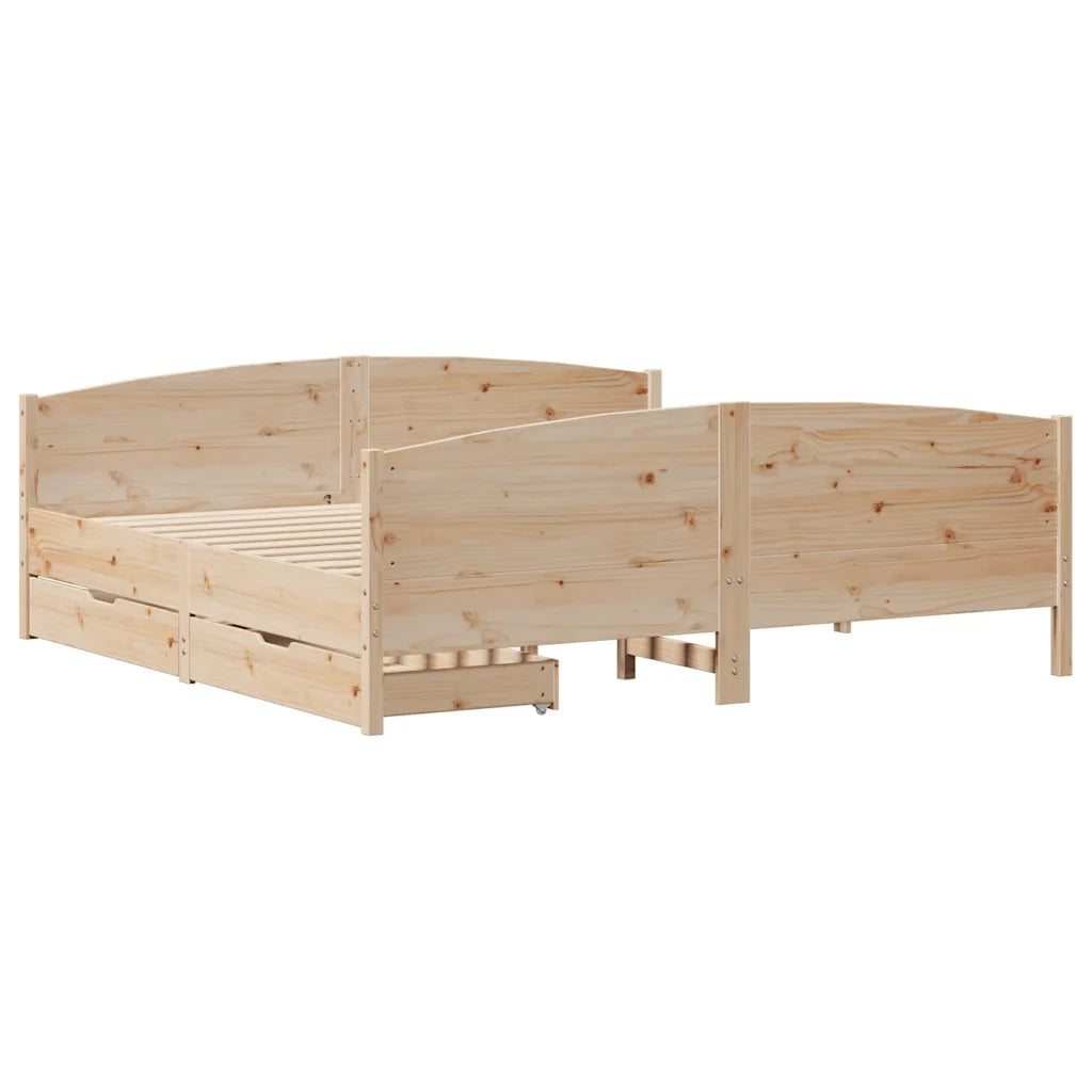 Letto senza Materasso 200x200 cm in Legno Massello di Pino