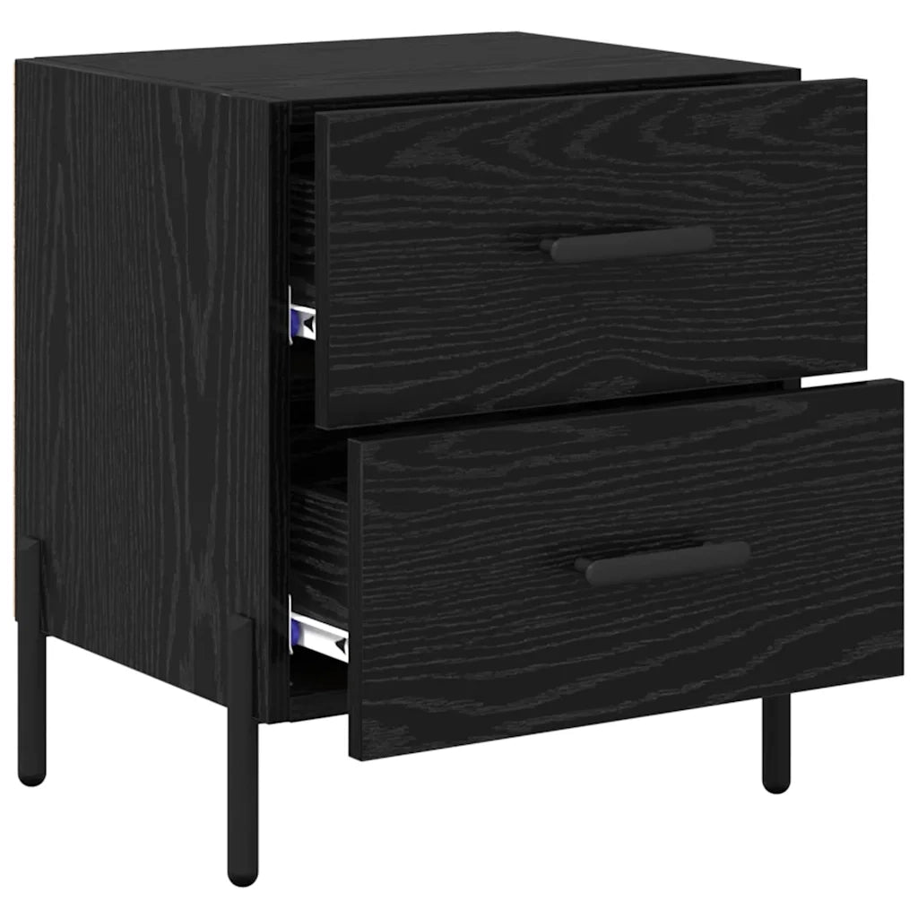 Comodino | Armadio da Notte | Mobiletto da notte con cassetto Rovere Nero 40 x 35 x 47,5 cm