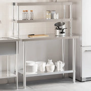 Tavolo Lavoro Cucina con Ripiano-Piano di Lavoro Cucina 110x55x150 cm Acciaio Inox 957208