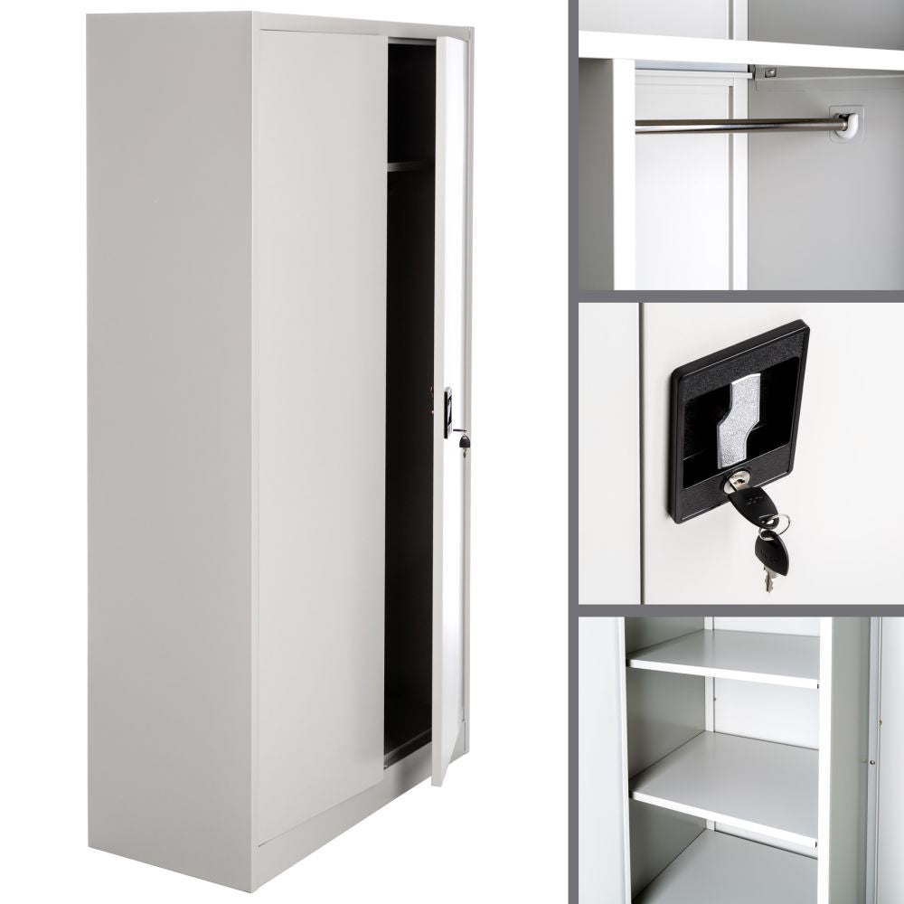 Spogliatoio in metallo 5 livelli 90 cm con armadio integrato grigio 08_0000439