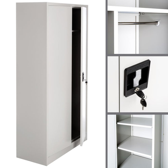 Spogliatoio in metallo 5 livelli 90 cm con armadio integrato grigio 08_0000439