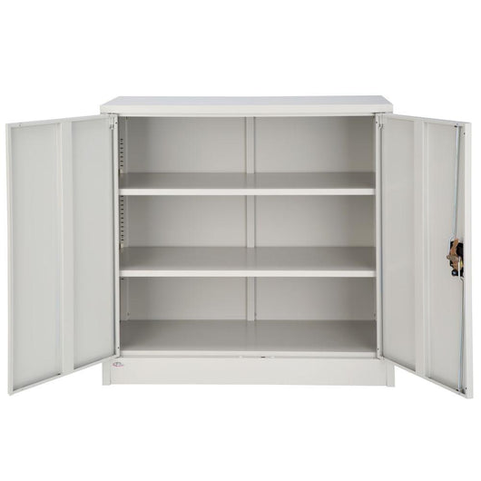 Armadio da ufficio in metallo con serratura, scaffale per mobili, 3 livelli, grigio 08_0000378