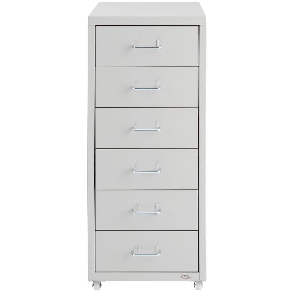 Cassettiera ufficio 69 cm mobile in metallo 6 cassetti grigio chiaro 08_0000394