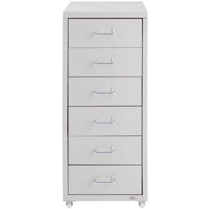 Cassettiera ufficio 69 cm mobile in metallo 6 cassetti grigio chiaro 08_0000394