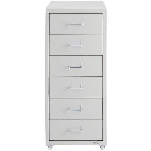 Cassettiera ufficio 69 cm mobile in metallo 6 cassetti grigio chiaro 08_0000394