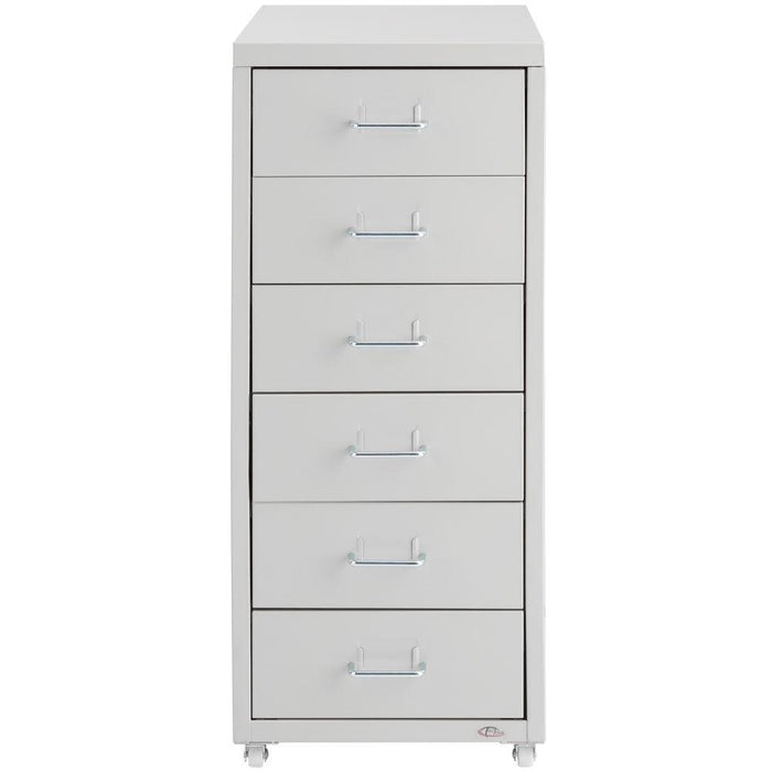 Cassettiera ufficio 69 cm mobile in metallo 6 cassetti grigio chiaro 08_0000394