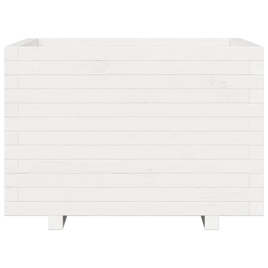 Fioriera da Giardino-Vaso da Esterno Bianca 70x70x49,5cm Legno Massello di Pino 262608