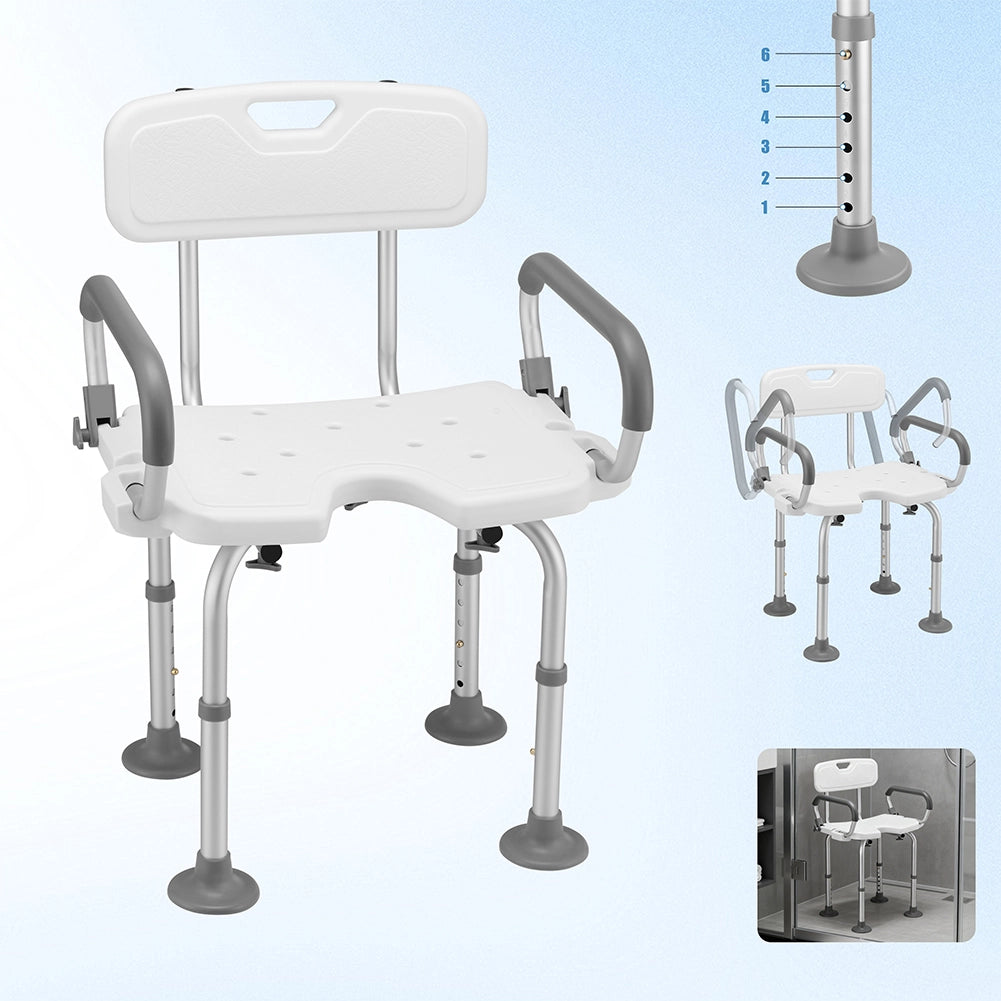 Sedia da Doccia in Alluminio e HDPE Sedile da Bagno Altezza Regolabile 70-83cm