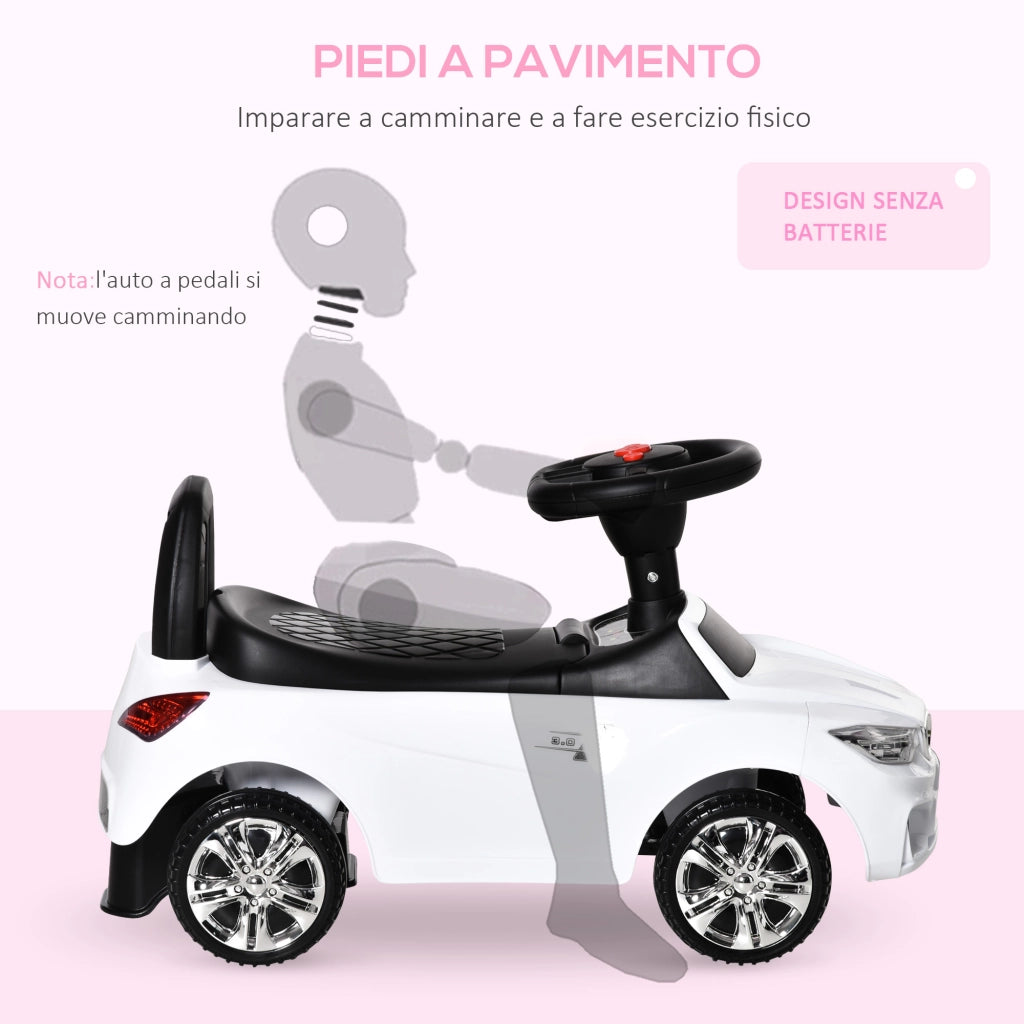 Macchinina Cavalcabile per Bambini con Volante e Luci ¨C zephmum ¨C Bianco