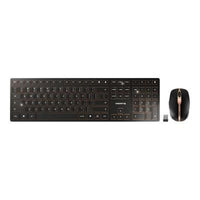 Cherry dw 9000 slim tastiera mouse incluso universale rf senza fili + bluetooth qwerty inglese us nero - 129113