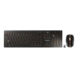Cherry dw 9000 slim tastiera mouse incluso universale rf senza fili + bluetooth qwerty inglese us nero - 129113