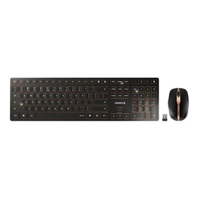 Cherry dw 9000 slim tastiera mouse incluso universale rf senza fili + bluetooth qwerty inglese us nero - 129113