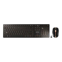 Cherry dw 9000 slim tastiera mouse incluso universale rf senza fili + bluetooth qwerty inglese us nero - 129113