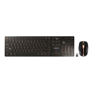 Cherry dw 9000 slim tastiera mouse incluso universale rf senza fili + bluetooth qwerty inglese us nero - 129113