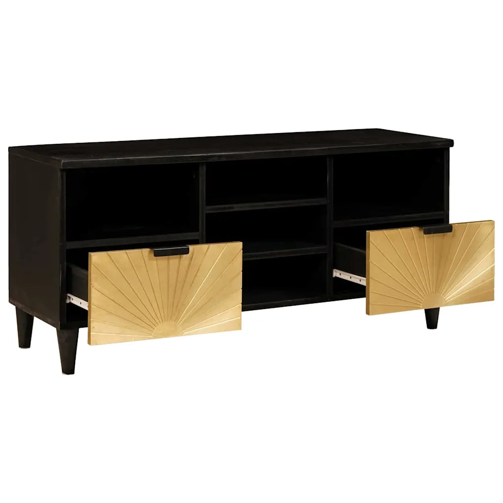 Mobile TV-Credenza per TV-Console TV Nero e Oro 100 x 33 x 46 cm Legno multistrato 987338