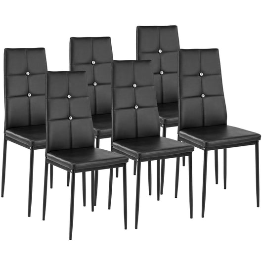 Set di 6 sedie per soggiorno cucina sala da pranzo design elegante con finitura nera lucida 08_0000170
