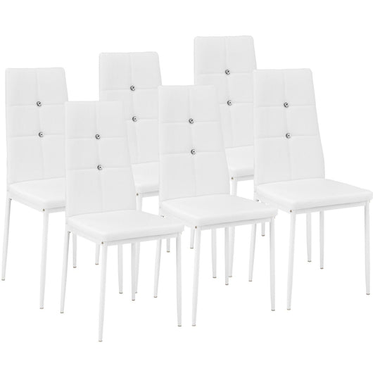 Set di 6 sedie per soggiorno cucina sala da pranzo design elegante con finitura bianco lucido 08_0000168