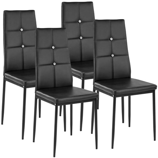 Set di 4 sedie per soggiorno cucina sala da pranzo design elegante con finitura nera lucida 08_0000175