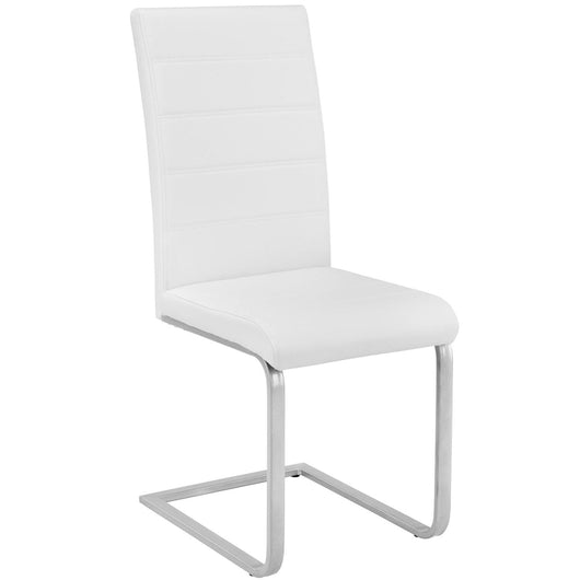 Set di 4 sedie gambe in acciaio soggiorno seduta cucina sala da pranzo elegante design quadrato bianco 08_0000573