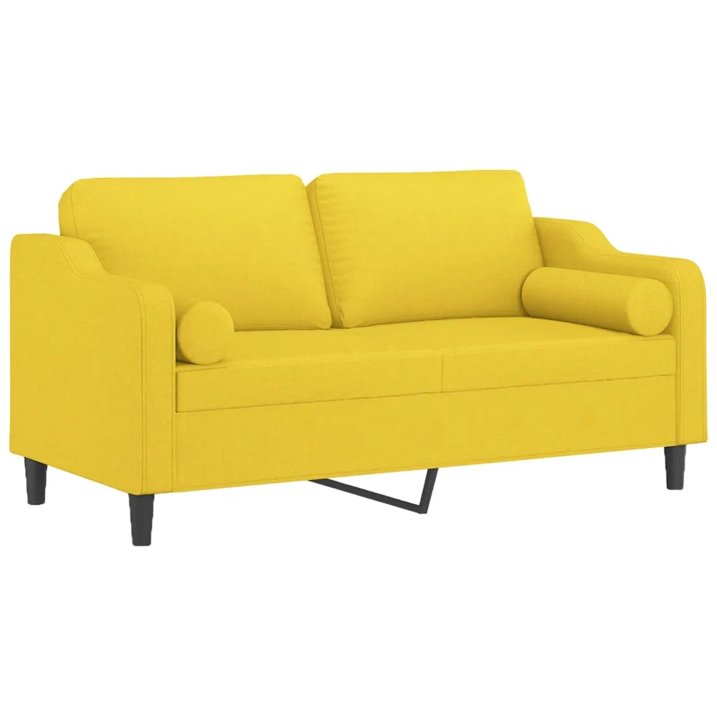 Divano a 2 Posti con Cuscini Giallo Chiaro 140 cm in Tessutocod mxl 95003
